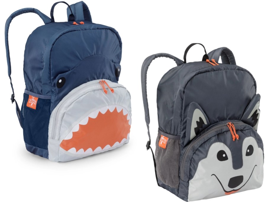 kid's shark and wolf backpacks