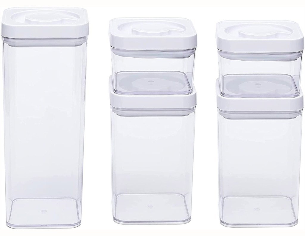 Amazon Basics 5-Piece Square Airtight Food Storage Containers