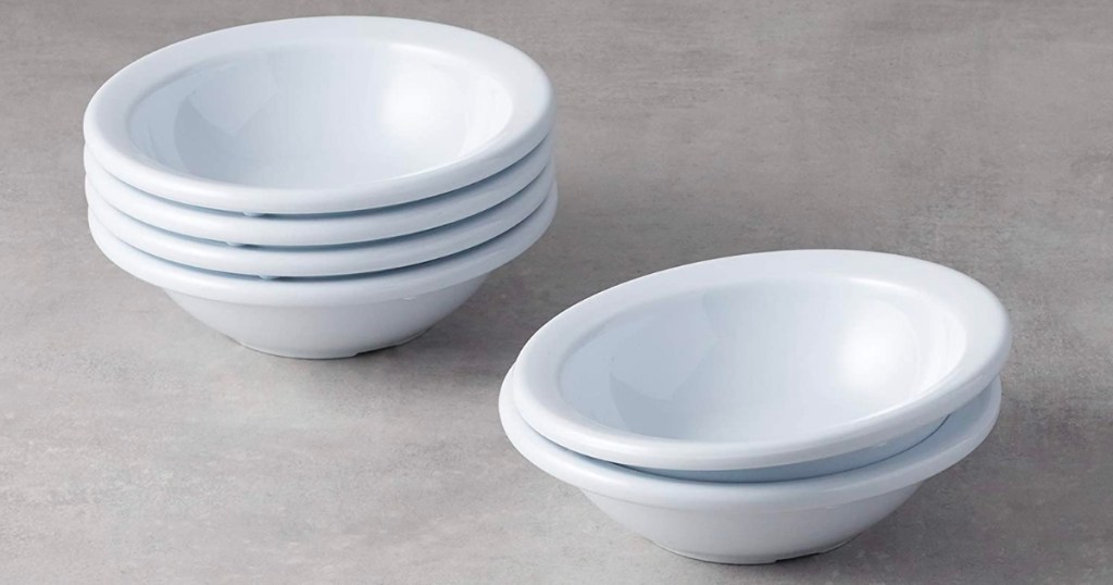 AmazonCommercial 4.5-oz. White Melamine Bowl 6-Piece Set