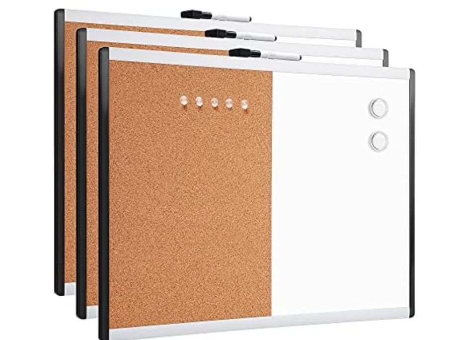 3 pack of corkboard combo dry erase boards