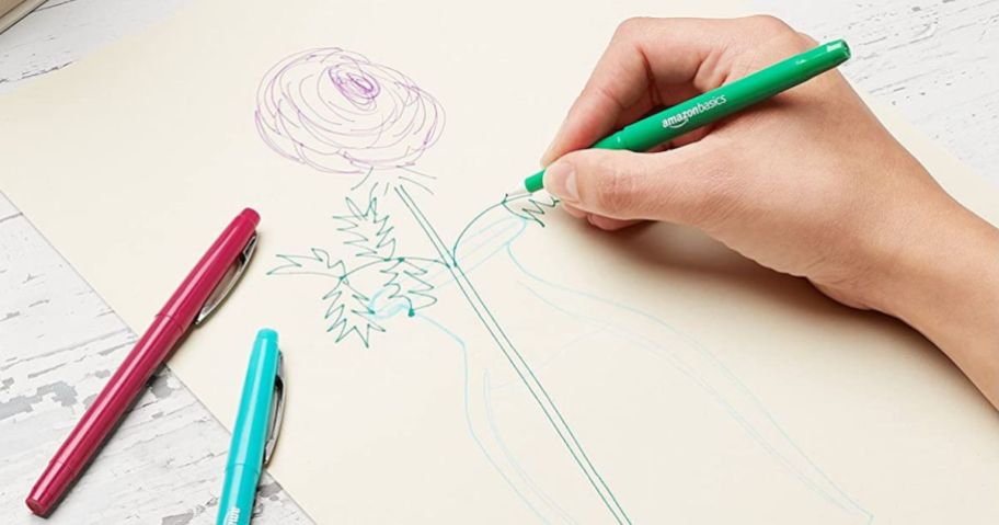 Hand writing with a felt tip marker pen