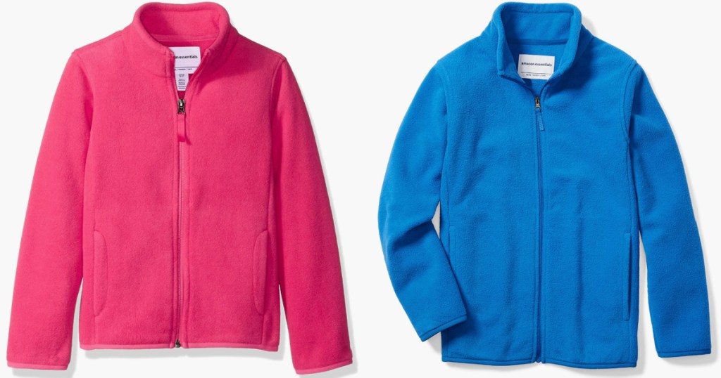 Amazon Essentials pink and blue fleece jackets