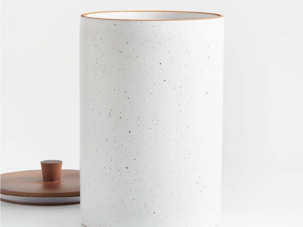 Asta Extra-Large Speckled Ceramic Canister with Wood Lid