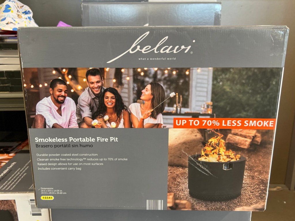 Belavi Smokeless Portable Firepit displayed at the store