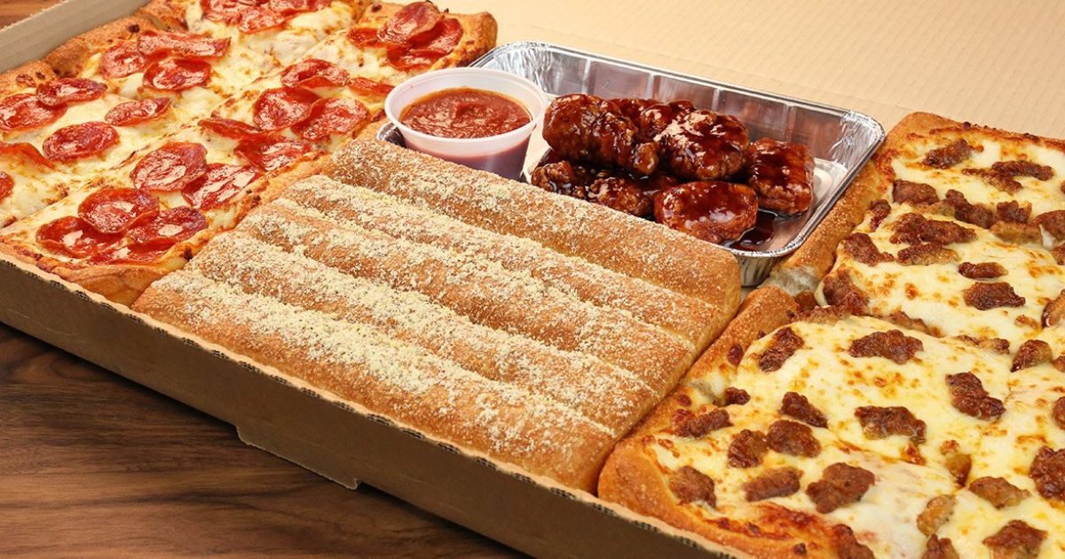 Pizza Hut Big dinner box with Pepperoni pizza sausage pizza breadsticks and wings