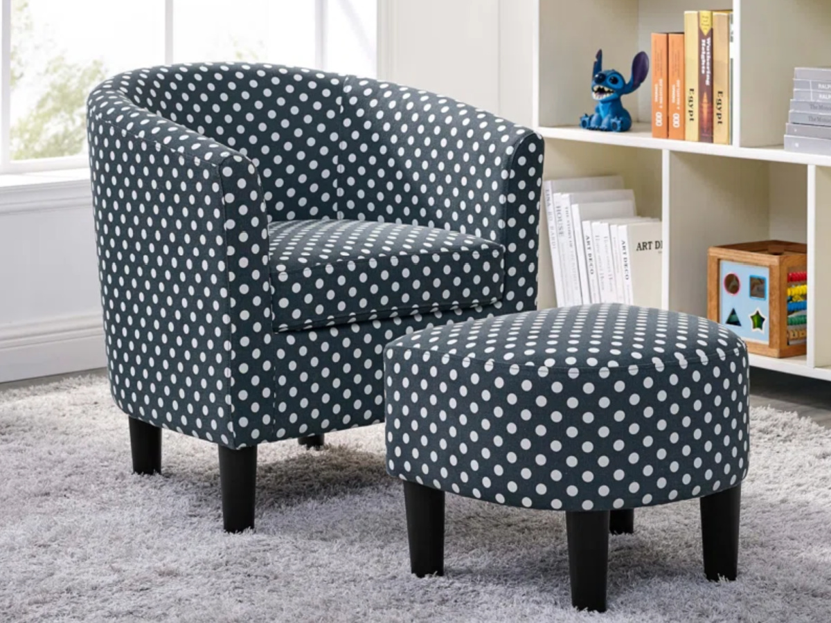 Blue Polka Dot chair Ottoman