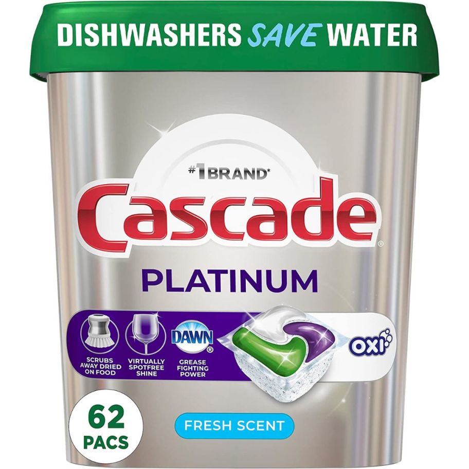 Cascade Platinum Dishwasher Pods 62 count pack