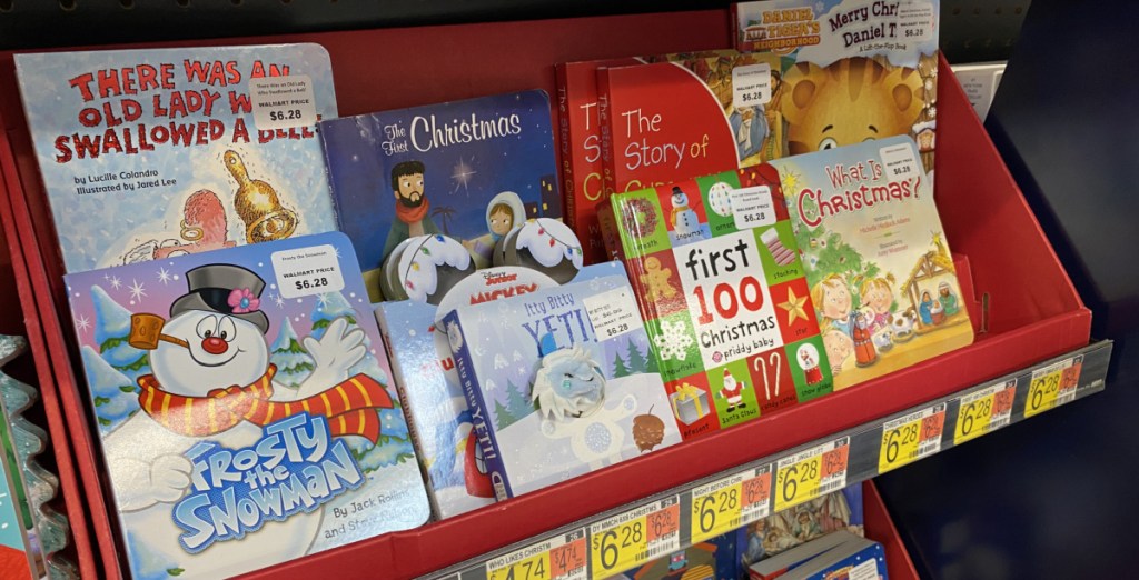 Christmas Children's Books on a store shelf