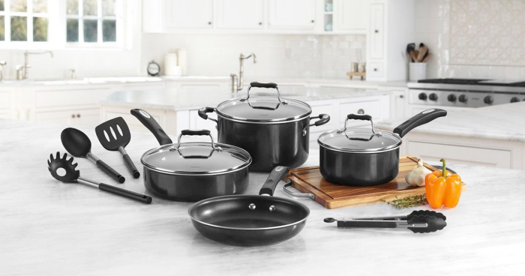 cookware set on kitchen counter