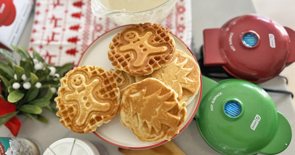 plate of christmas mini waffles