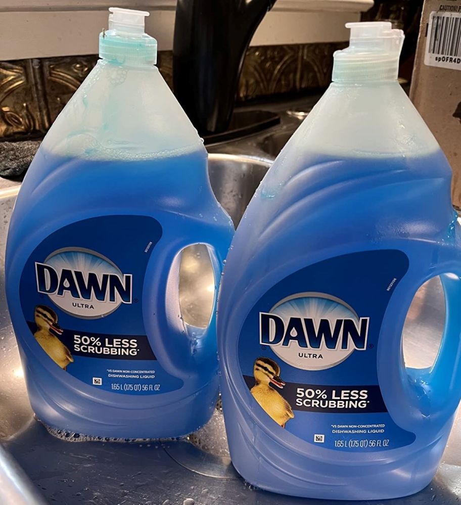 Two big bottles of Dawn dish soap