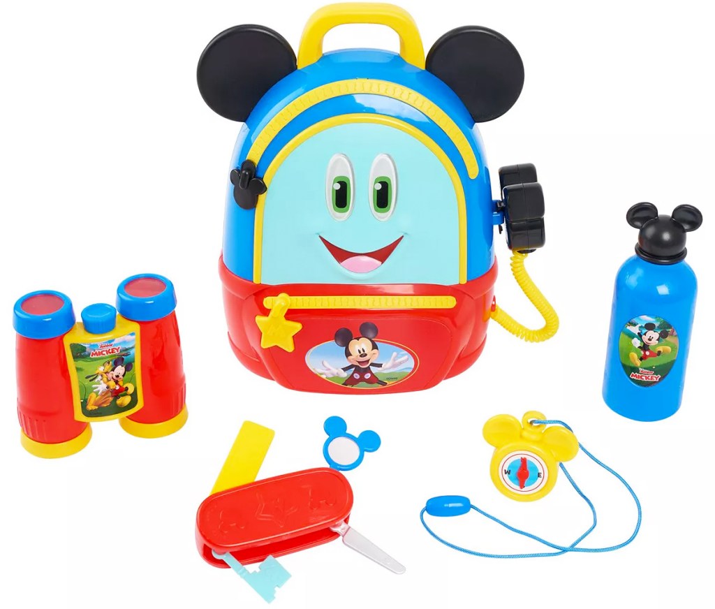 mickey mouse backpack and toys