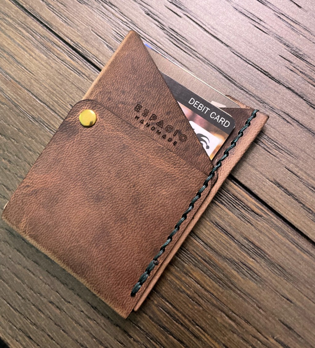 An Espacio Handmade Wallet on a table