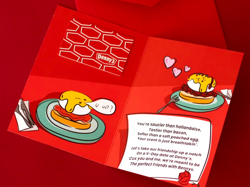 denny's valentine's day card with gift card