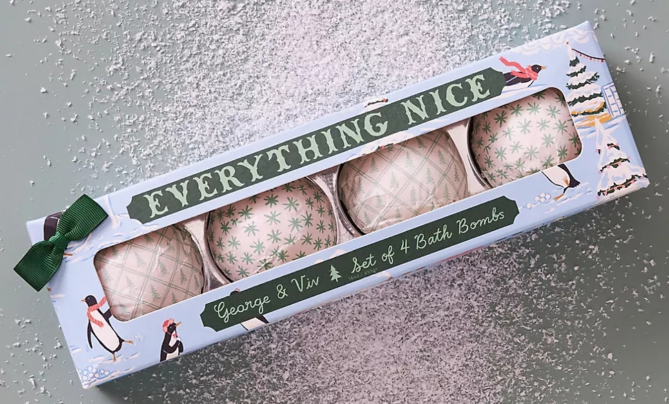 George & Viv Everything Nice Bath Bomb Ornament Gift Set
