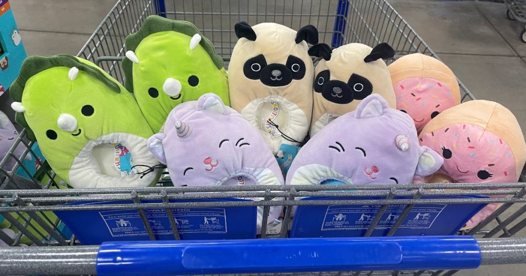 Squishmallow Slippers at Sam's Club in a Sam's Club shopping cart