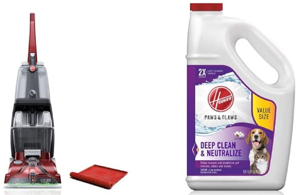 Hoover Power Scrub Deluxe Carpet Cleaner w_ Storage Mat & Deep Cleaning Carpet Shampoo Bundle