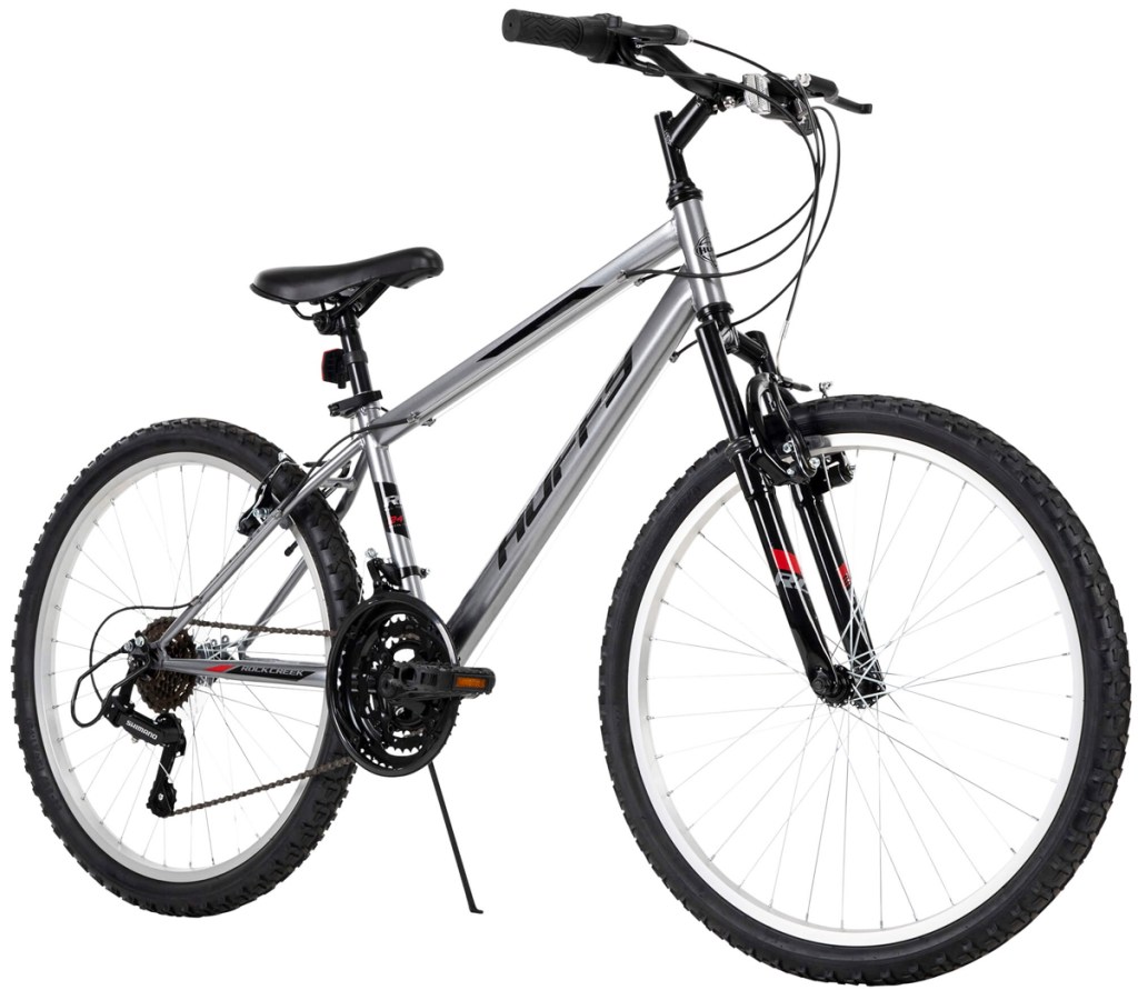 grey and black mountain bike
