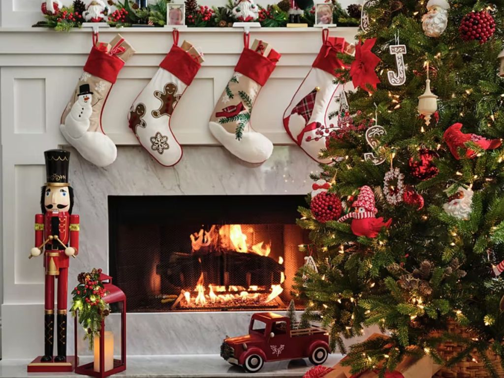 North POle Trading Co Stockings hanging on a mantel