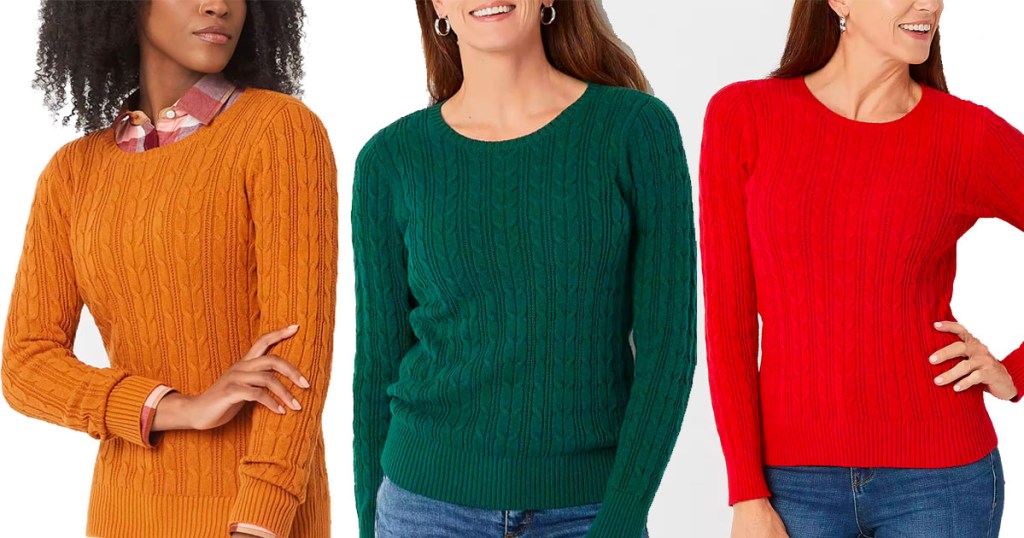 women wearing st johns bay sweaters