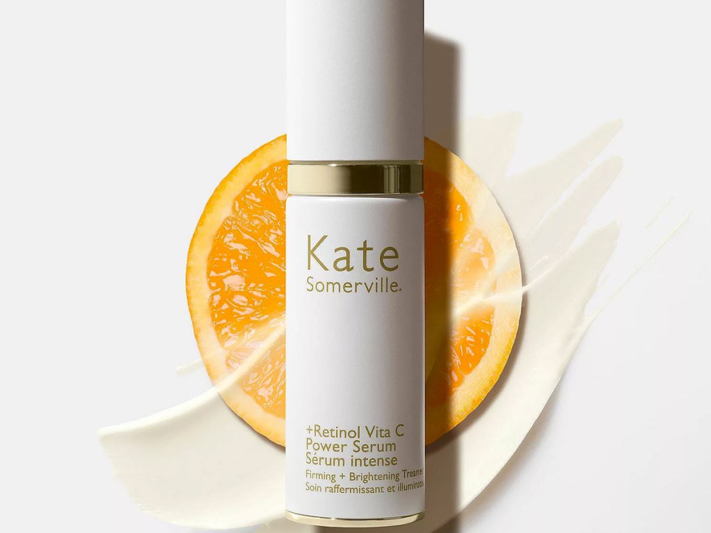 Kate Somerville DeliKate Recovery Serum on top of an orange slice
