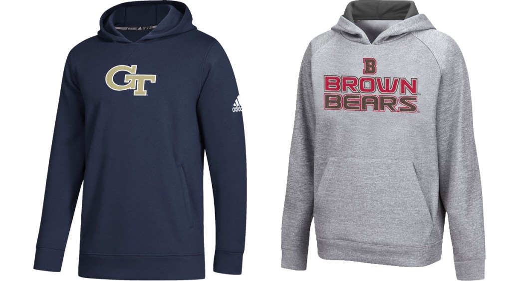 Georgia Tech Yellow Jackets and Brown University Bears hoodies