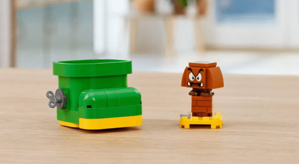 LEGO shoe and a LEGO goomba character