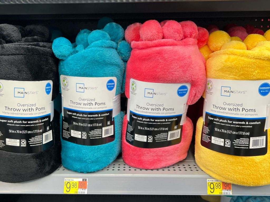 4 throw blankets from Walmart, various colors