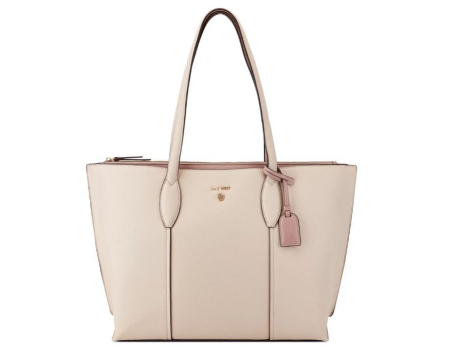 A tan tote bag from Nine West