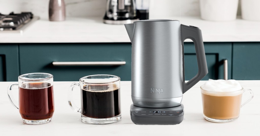 ninja kettle on counter with drinks