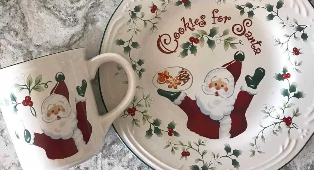 Pfaltzgraff cookies for santa cup and cookie plate