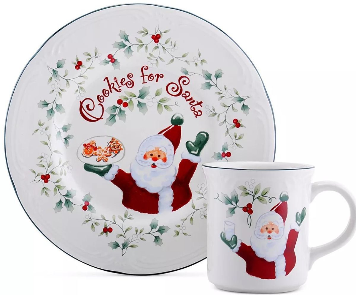 Pfaltzgraff cookies for santa plate and cup