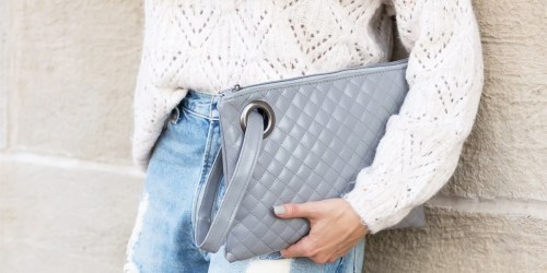 Oversize Vegan Leather Wristlet Clutch Only $14.88 Shipped (Regularly $35) – Ditch Your Bulky Purse!