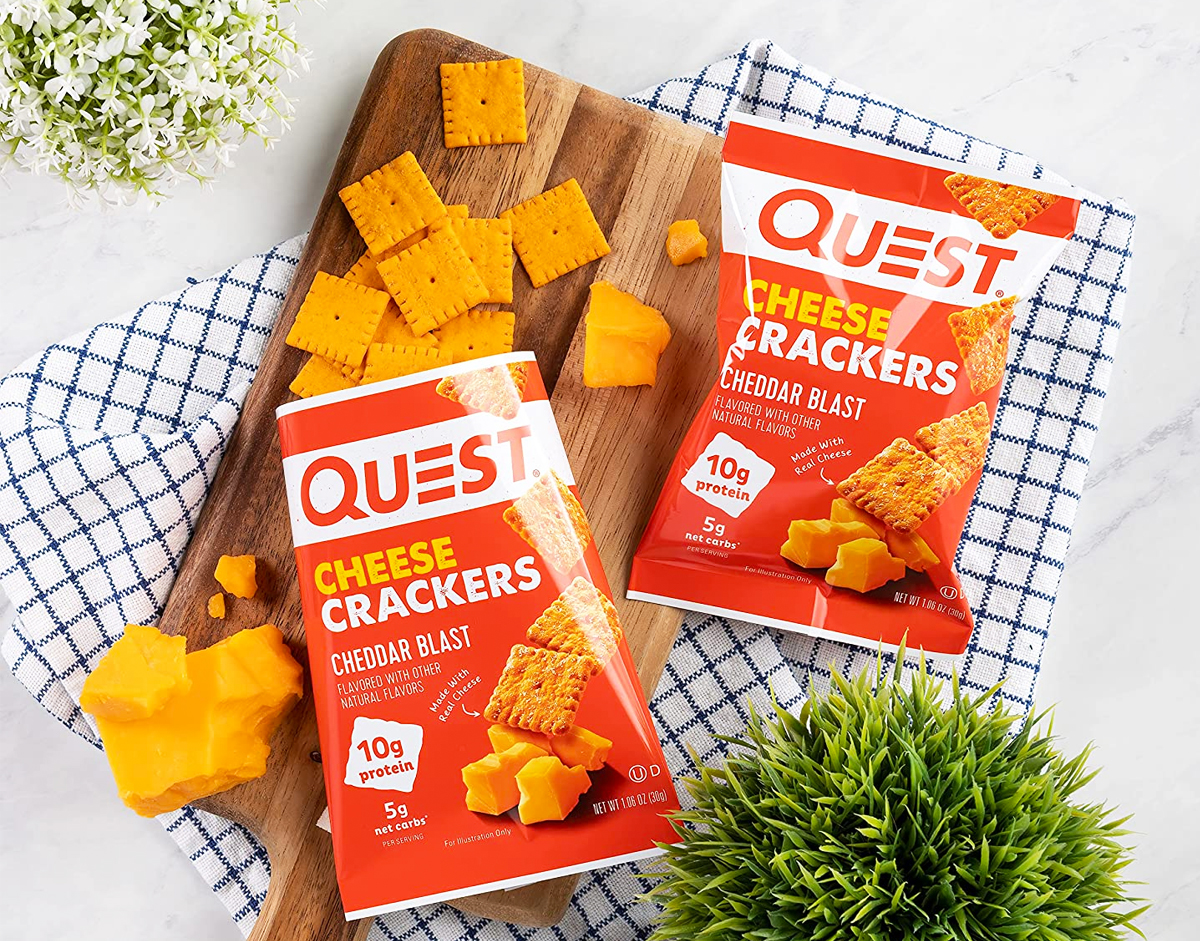two bags of Quest Nutrition Cheese Crackers