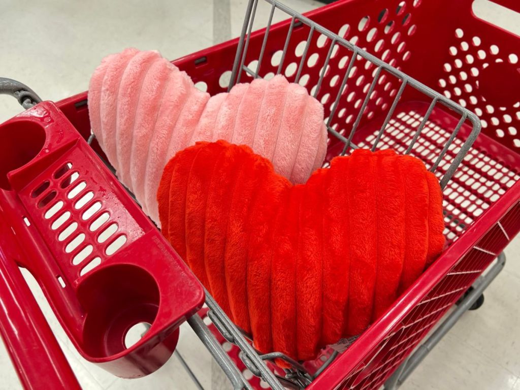 Room Essentials Shaped Rib Plush Heart Valentine's Day Throw Pillow
