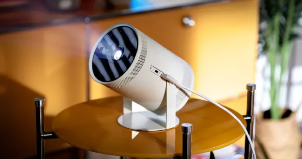 white portable projector