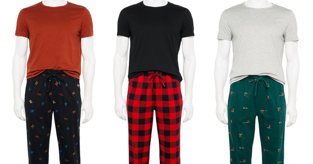 three men's pajama sets