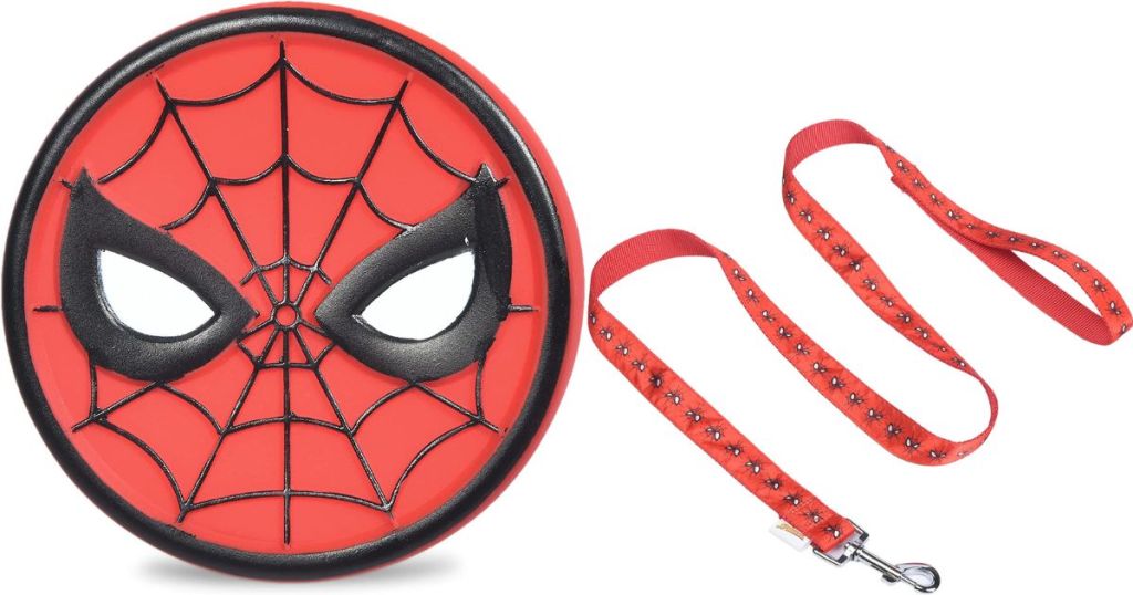 Spiderman dog toy and leash