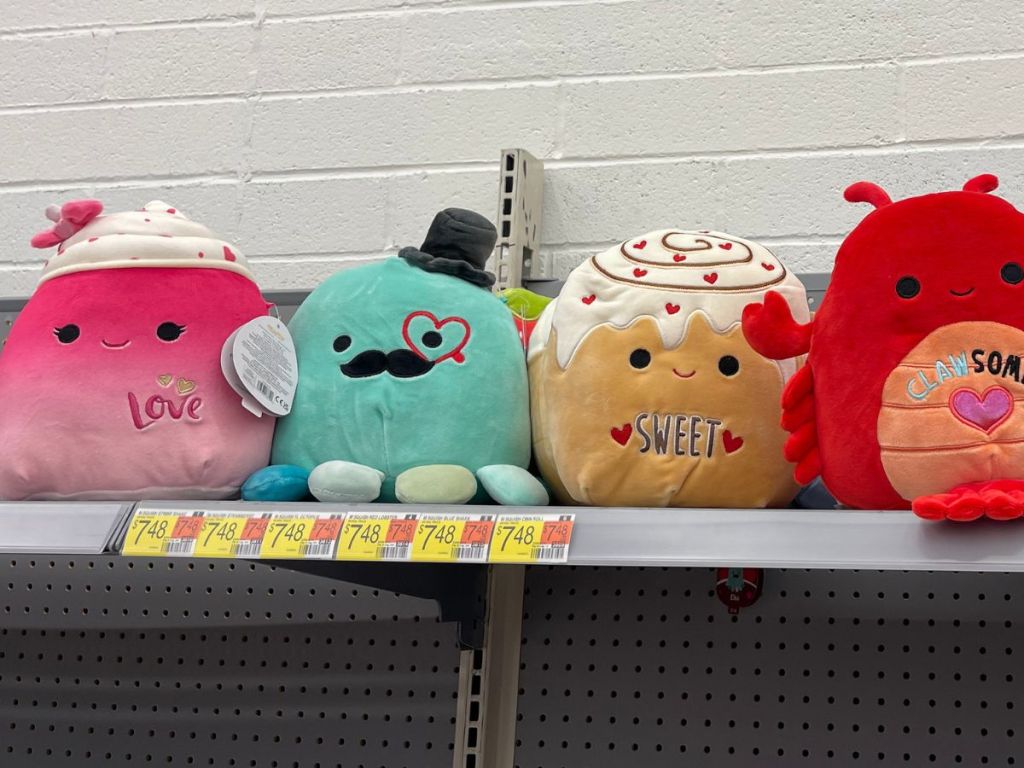 Valentines Day Squishmallows on store shelf