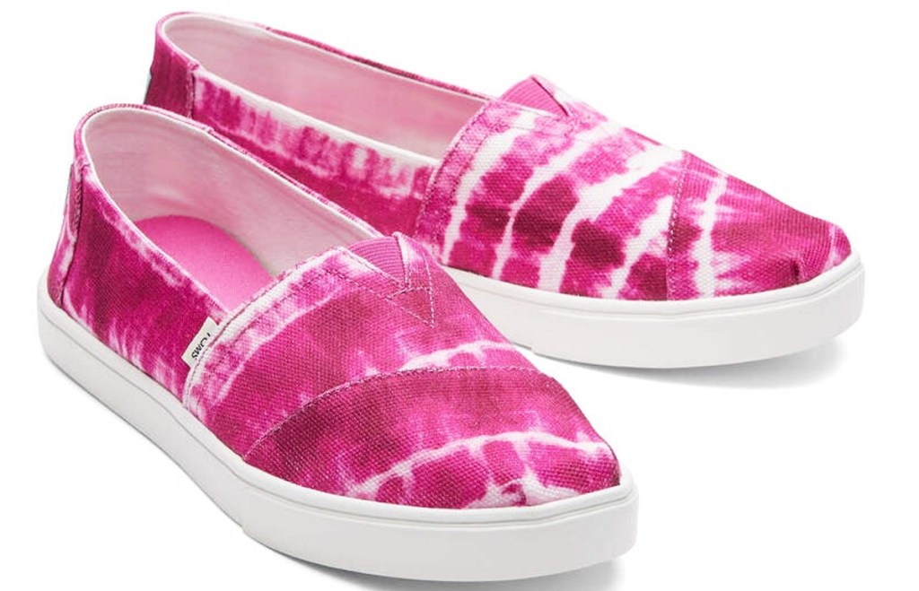 pair of pink tie dye shoes