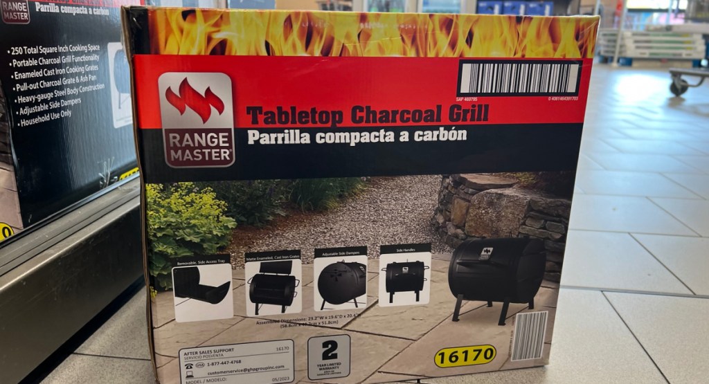 Tabletop charcoal grill on sale at Aldi