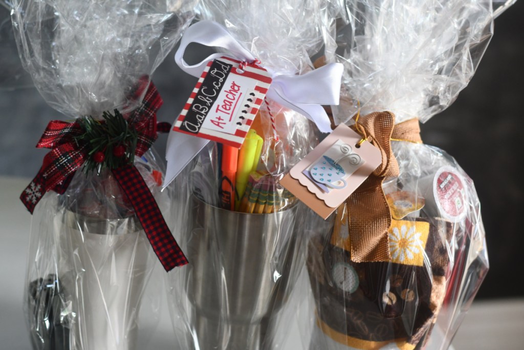 Tumbler Gift Ideas wrapped up with ribbons
