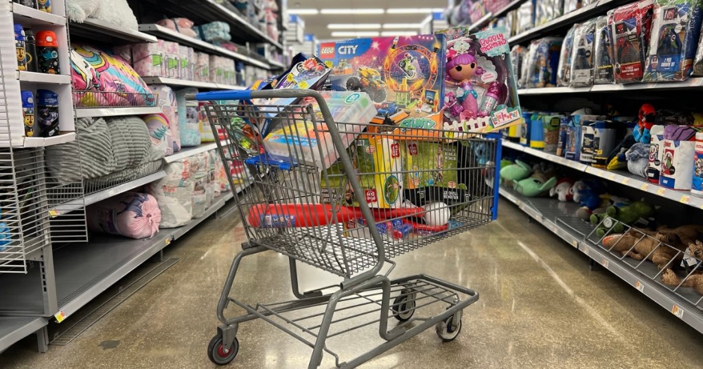 kids' toys in walmart shopping cart