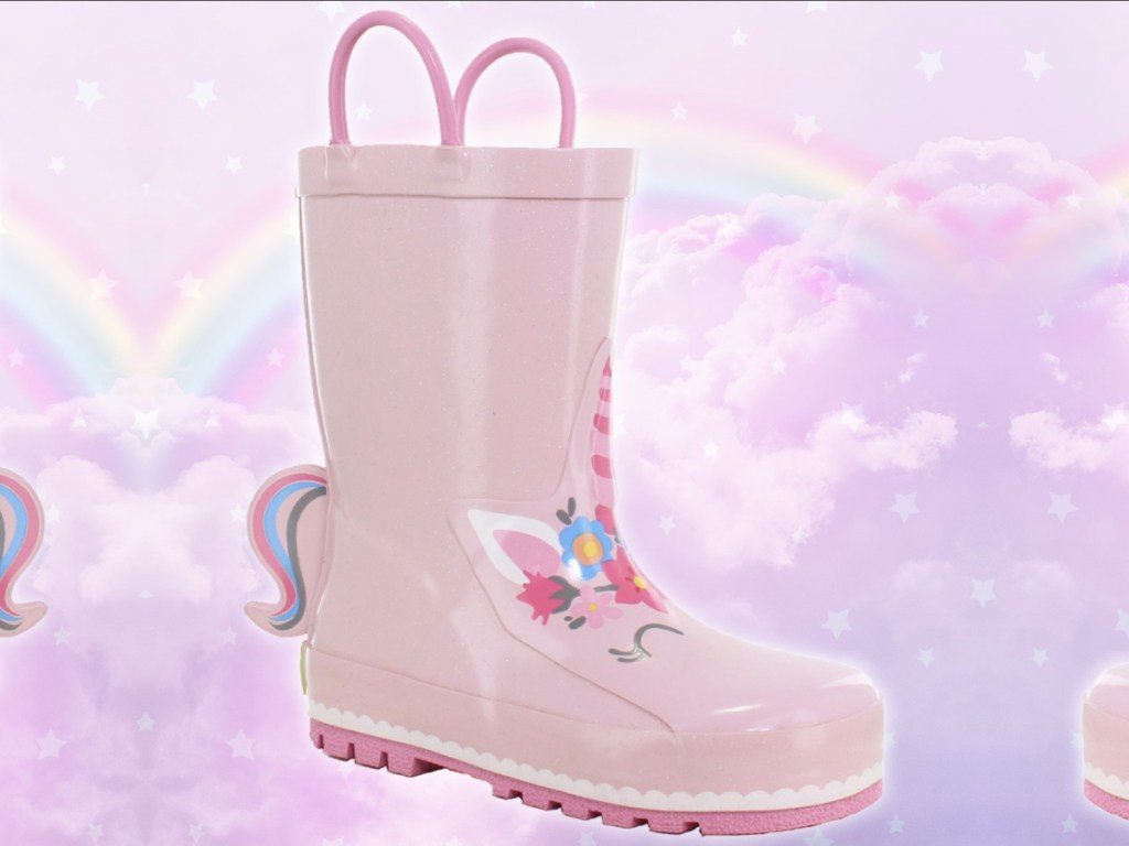 Western Chief Pink Rain Boots featuring unicorns