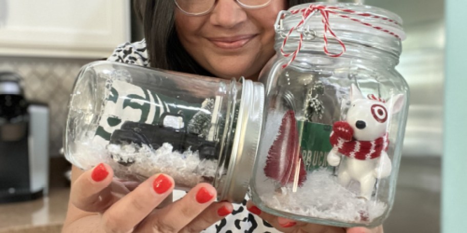 Upgrade Your Gift Cards With This DIY Mason Jar Snow Globe!