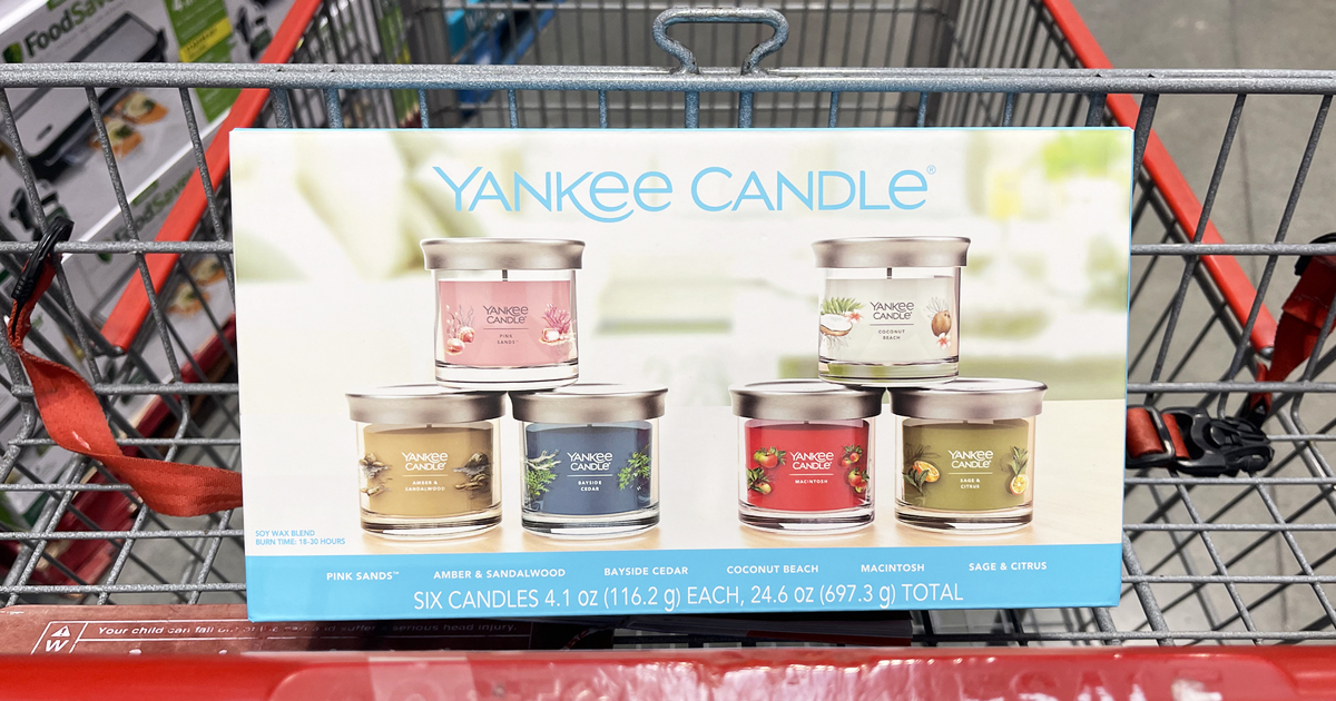 yankee candle gift set box in costco shopping cart