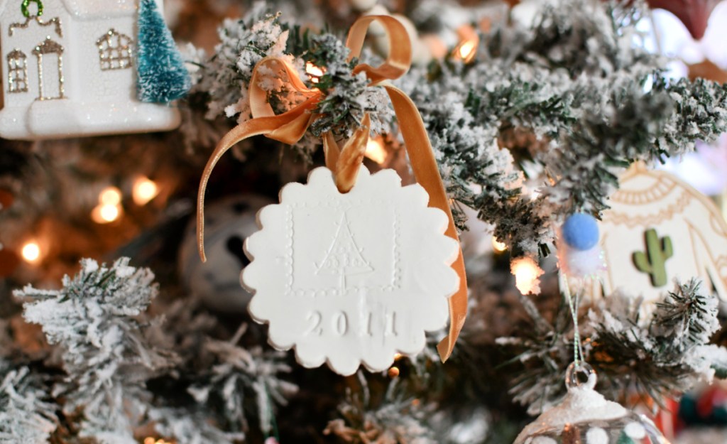 air dry clay ornament painted white