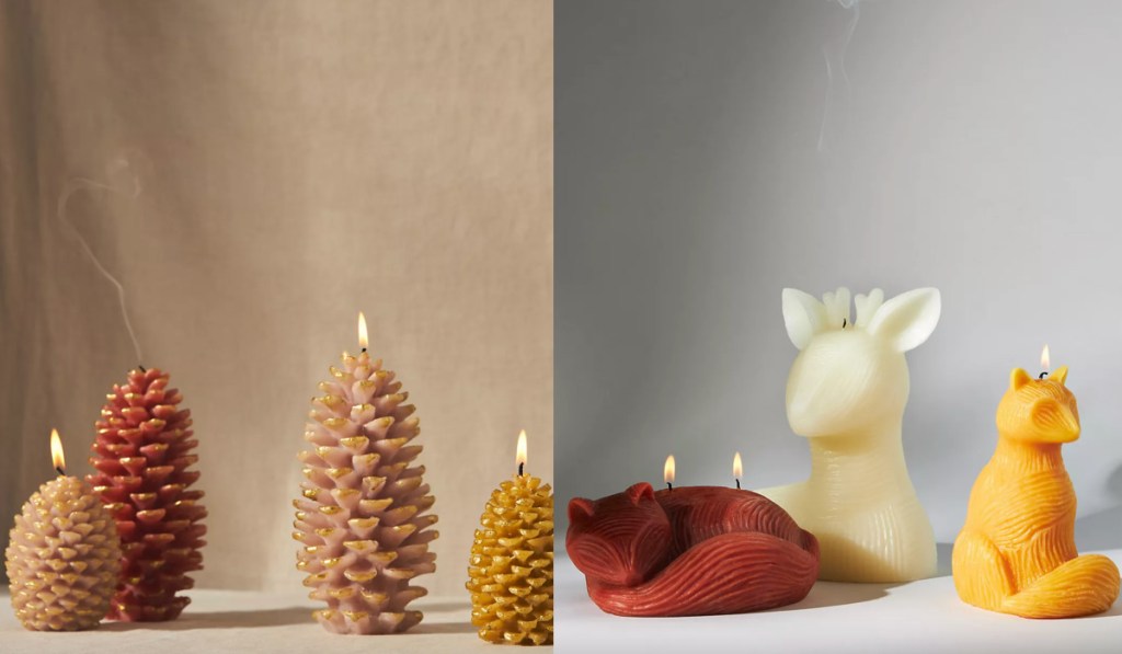 pinecone and animal candles