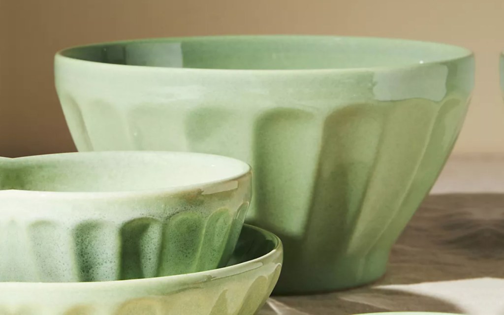 green glazed bowls