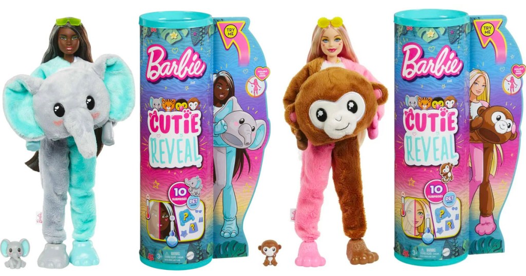 barbie reveal elephant and monkey dolls